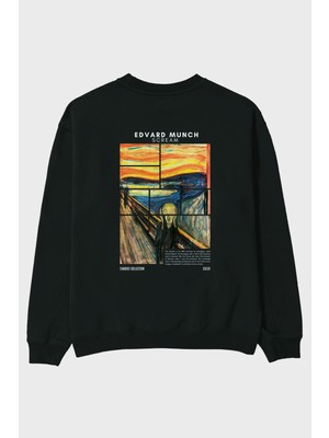 Edvard Munch Scream Arka Baskılı Oversize Sweatshirt Erkek Kadın Unisex