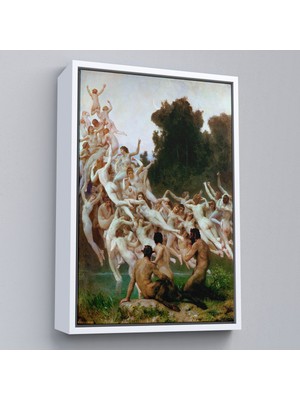 Beyaz Çerçeveli William-Adolphe Bouguereau Tarafından Çizilen Oreads Adlı Tablosu