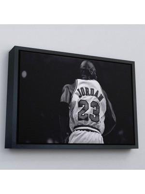 Siyah Çerçeveli Michaell Jordann Kanvas Tablo, Chicago Bulls