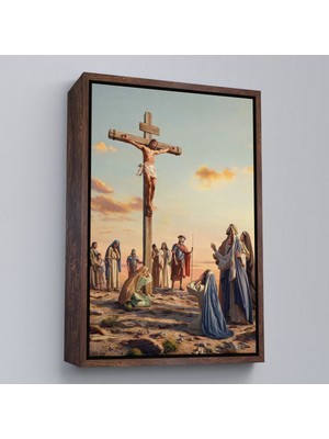 Kahverengi Çerçeveli Çarmıha Gerilmiş Isa Mesih Duvar Tablosu, Jesus Christ