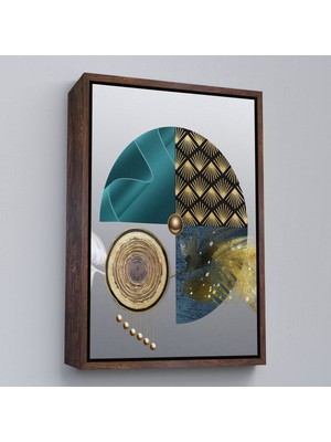 Kahverengi Çerçeveli Modern Geometrik Dairelerden ve Geyikler Tablosu