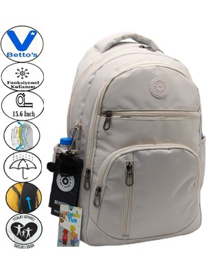 1710 Suya Dayanıklı Okul Sırt Çantası Unisex Günlük Okul Çantası Bej