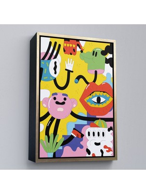 Altın Çerçeveli Ikonik Pop Art Uzaylı Tablosu