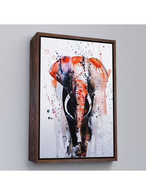 Kahverengi Çerçeveli Fil Dekoratif Kanvas Tablo