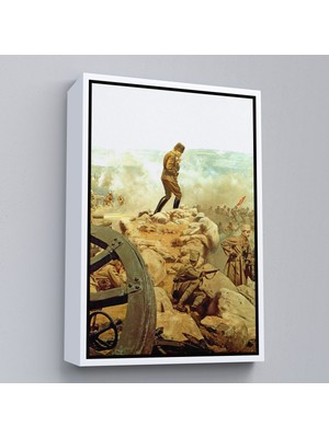 Beyaz Çerçeveli Atatürk ve Büyük Taarruz Duvar Tablusu