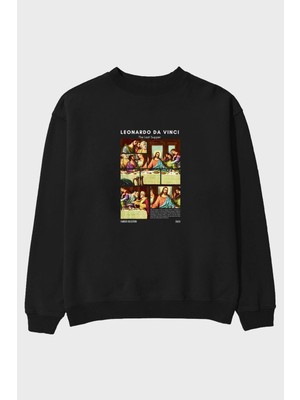 Leonardo Da Vinci Ön Baskılı Oversize Sweatshirt Erkek Kadın Unisex