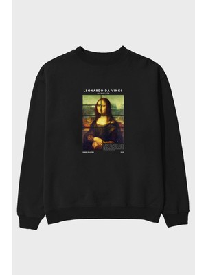 Leonardo Da Vinci Mona Lisa Ön Baskılı Oversize Sweatshirt Erkek Kadın Unisex