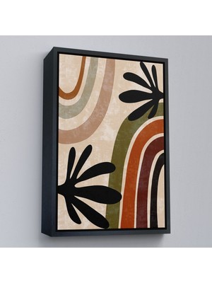 Siyah Çerçeveli Çocuk Odası Sevimli Gökkuşağı Tablosu