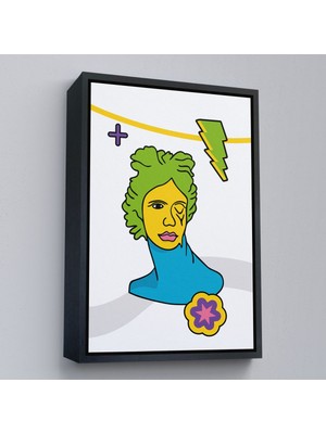 Siyah Çerçeveli Pop Art Yunan Heykeli Tablosu