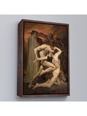 Kahverengi Çerçeveli Dante ve Virgil Cehennemde William Adolphe Bouguereau Klasik Kanvas Tablo