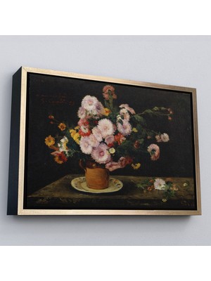 Altın Çerçeveli Aster Buketi, 1859, Gustave Courbet Tablo