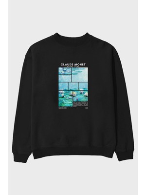 Claude Monet Ön Baskılı Oversize Sweatshirt Erkek Kadın Unisex