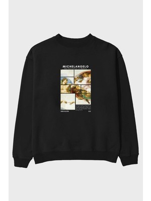 Michelangelo Ön Baskılı Oversize Sweatshirt Erkek Kadın Unisex