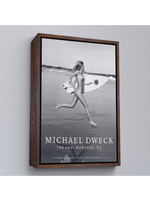 Kahverengi Çerçeveli Çıplak Sörfçü Kadın Kanvas Tablo