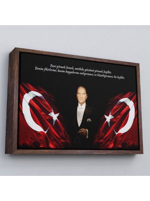 Kahverengi Çerçeveli Beni Görmek Demek, Mutlaka Yüzümü Görmek Demek Değilidir Yazılı Atatürk Tablosu