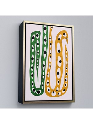 Altın Çerçeveli Soyut Gözlü Ezoterik Yılan Tablosu