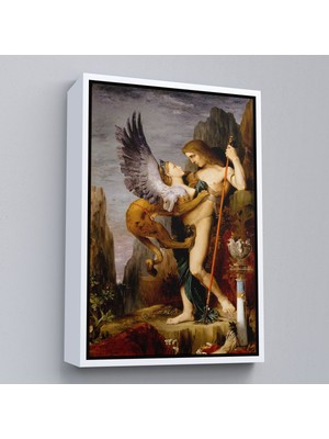 Beyaz Çerçeveli Oidipus ve Sfenks Gustave Moreau Duvar Tablosu