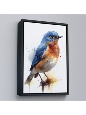 Siyah Çerçeveli Soyut Mavi Kuş Tablosu