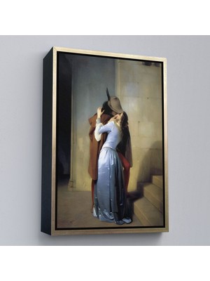 Altın Çerçeveli Francesco Hayez Öpücük Isimli Eseri Duvar Tablosu