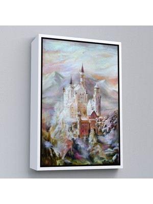 Beyaz Çerçeveli Dağların Arasındaki Şato Kanvas Tablo