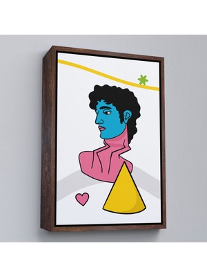 Kahverengi Çerçeveli Pop Art Yunan Heykeli Tablosu