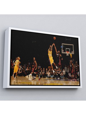 Beyaz Çerçeveli Kobe Bryant Los Angeles Lakers Kanvas Tablo / Black Mamba