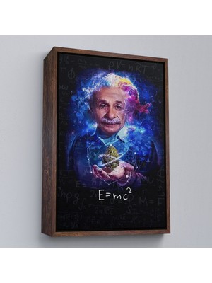 Kahverengi Çerçeveli Albert Einstein E=mc2 Kanvas Tablo, Matematik Öğretmeninin Hediyesi