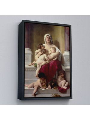 Siyah Çerçeveli Yetiştirme Yurdundaki Kadın ve Çocuklar Duvar Tablosu William-Adolphe Bouguereau