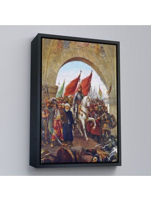 Siyah Çerçeveli Fausto Zonaro Fatih Sultan Mehmet Istanbul'a Girerken Kanvas Tablo