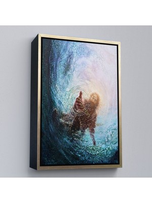 Altın Çerçeveli Tanrının Eli Dekoratif Duvar Tablosu, Isa