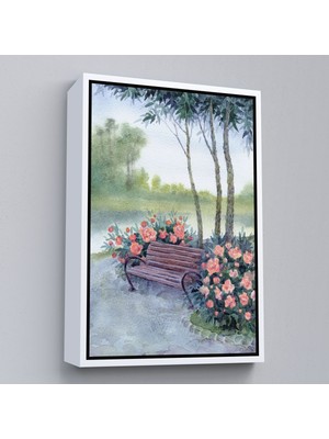 Beyaz Çerçeveli Pembe Çiçekler Kanvas Tablo