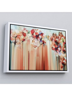 Çerçeveli Soyut Çiçekler Yağlıboya Görünüm Dekoratif Kanvas Duvar TABLOSU-3540
