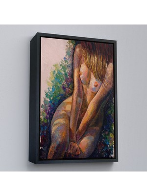 Siyah Çerçeveli Çıplak Kız Yağlıboya Güzellik Sanatı Banyo Duvarı Kanvas Tablo