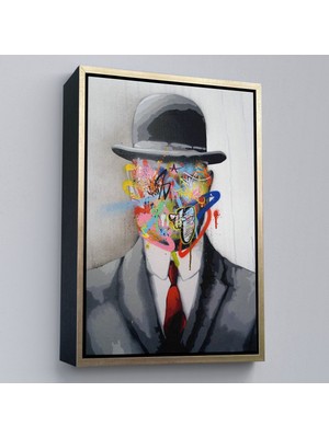 Çerçeveli Rene Magritte Ünlü Resim “insanın Oğlu” Graffiti Pop Art TABLOSU-6316