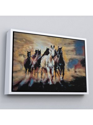 Çerçeveli Koşan Atlar Dekoratif Duvar TABLOSU-3670