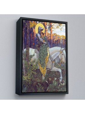 Çerçeveli Beyaz At Üzerindeki Prenses ve Prens TABLOSU-6268