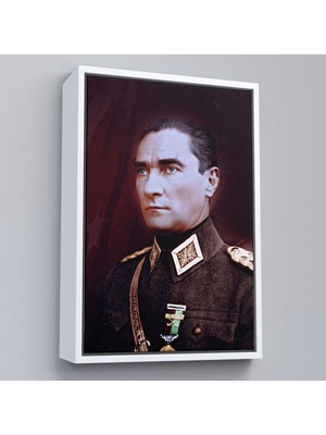 Çerçeveli Atatürk Portre Tablosu Mustafa Kemal Atatürk Dikdörtgen Dekoratif Kanvas Tablo-67