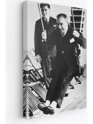 Atatürk Portre Tablosu Mustafa Kemal Atatürk Dikdörtgen Dekoratif Kanvas TABLO-FÜ-146