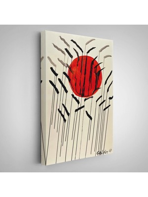 Alexander Calder - Kızıl Güneş ve Uzun Otlar Tablosu - Cattails With Red SUN-8090