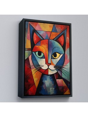 Çerçeveli Pablo Picasso Tarzı - Soyut Renkli Kedi TABLO-7375