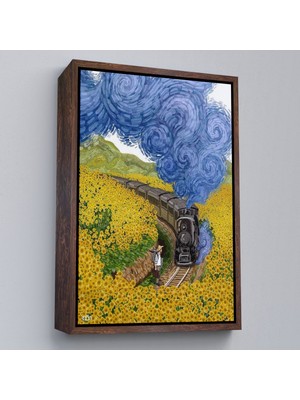 Çerçeveli Vincent Van Gogh'un Renkli Tasviri Duvar TABLOSU-6224