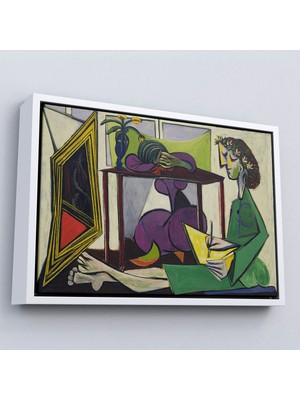 Çerçeveli Pablo Picasso - Iç Mekanda Bir Kız Çizimi TABLO-7081