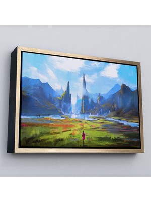 Çerçeveli Doğada Yürüyen Kadın Manzarası Kanvas TABLO-5081