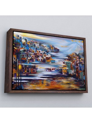 Çerçeveli Volkan Eteğindeki Kasaba Duvar TABLOSU-1226