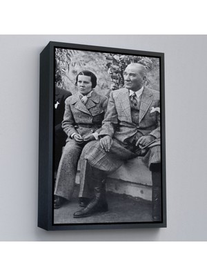 Çerçeveli Atatürk Portre Tablosu Mustafa Kemal Atatürk Dikdörtgen Dekoratif Kanvas TABLO-144