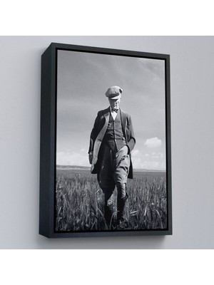 Çerçeveli Atatürk Portre Tablosu Mustafa Kemal Atatürk Dikdörtgen Dekoratif Kanvas TABLO-127