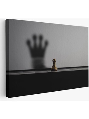 Satranç Gölgesi Taç Kanvas Duvar Sanatı, Yurt ve Ofis DEKORU-5390
