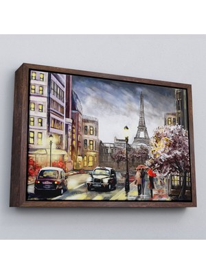Çerçeveli Eyfel Manzarası Yağlıboya Görünüm Dekoratif Kanvas Duvar TABLOSU-3554