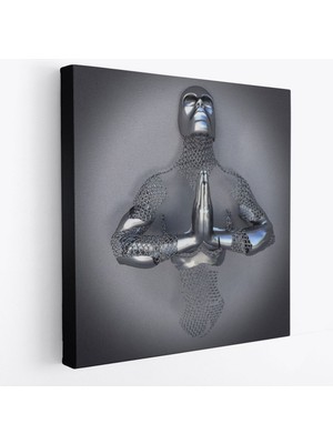 Aşk Sanatı, 3D Gri ve Gümüş Metalik Efektli Kanvas TABLO-5360