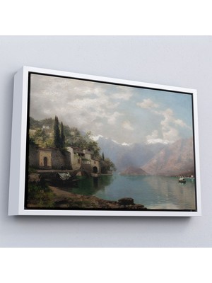 Çerçeveli Robert Schultze' Komo Gölü Tablosu - Bellagio By Lake COMO-7018